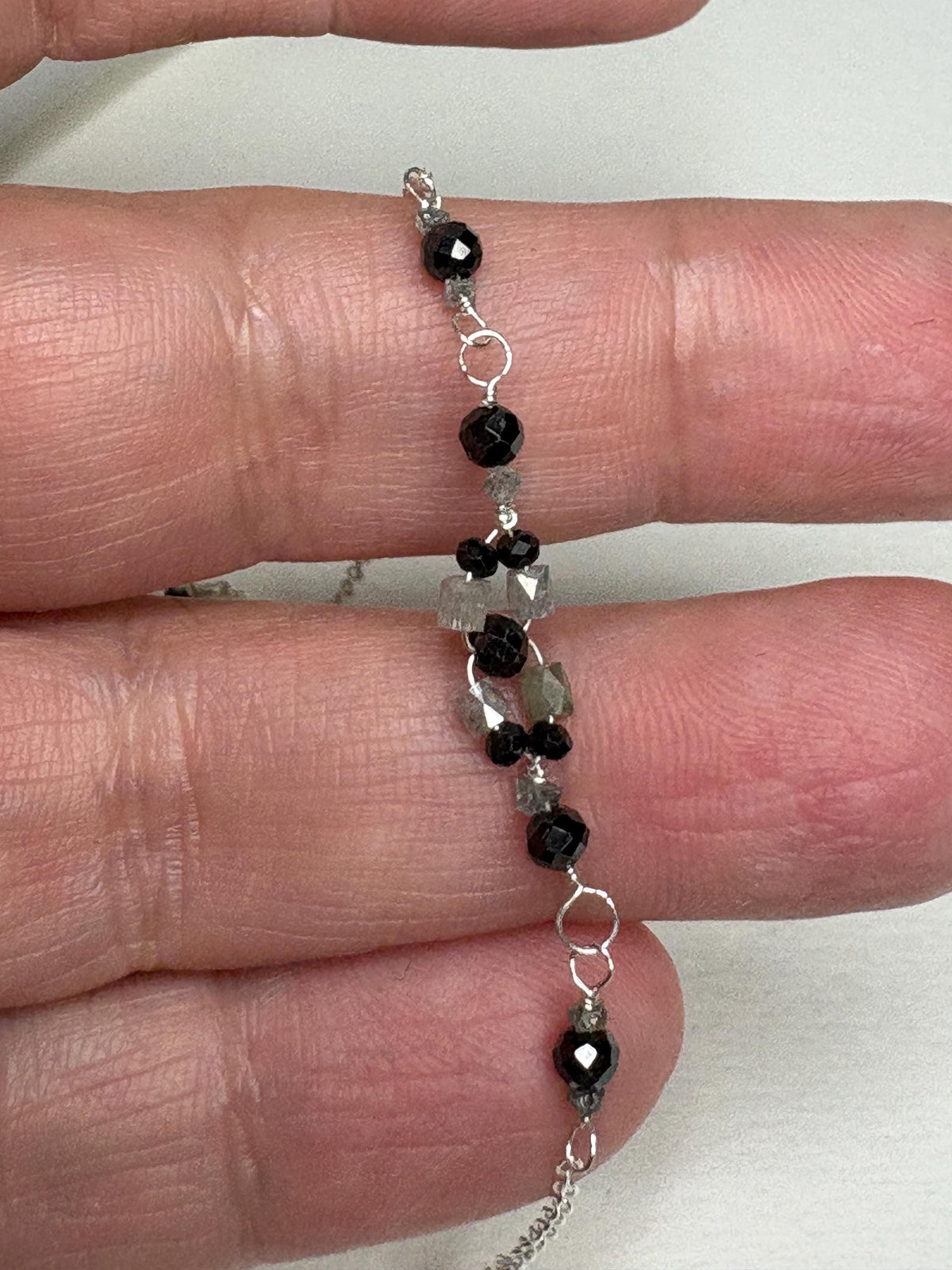Natural Diamond Beaded Bracelet Sterling Silver Over 3ctw 8" - NewLifeJewelryVault