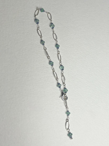 Natural Paraiba Tourmaline and Sapphire Bracelet ADJUSTABLE Sterling Silver 8.5" - NewLifeJewelryVault