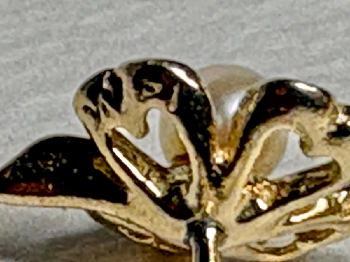 Four Leaf Clover Akoya Cultured Pearl Stud Earrings Solid 14k Gold - NewLifeJewelryVault