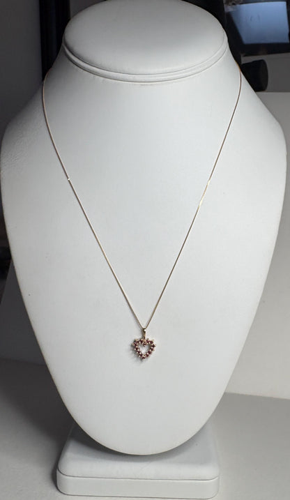 Ruby Heart Pendant Reversible with Diamond Solid 10k Gold with 9k Box Chain 18" - NewLifeJewelryVault