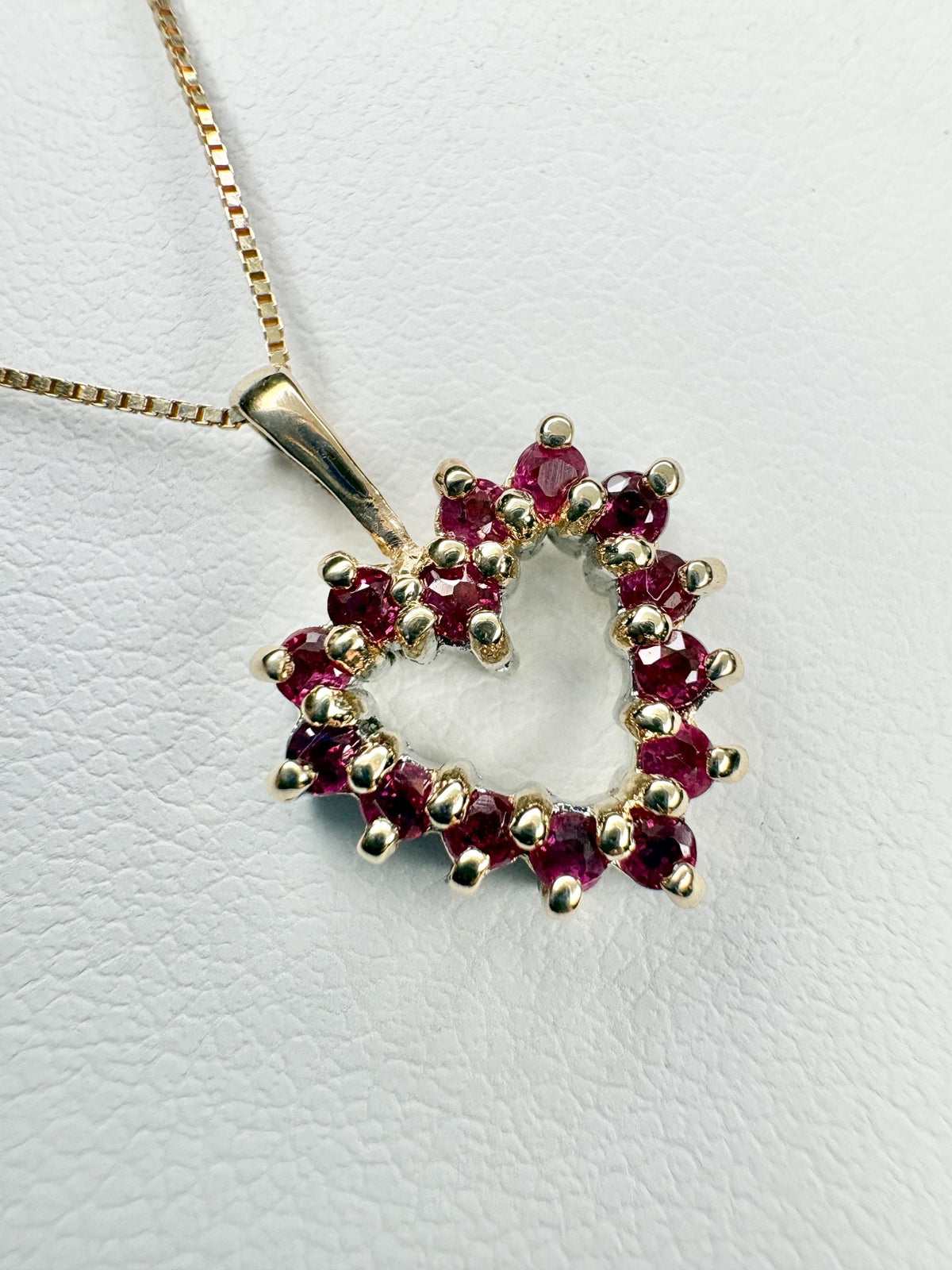 Ruby Heart Pendant Reversible with Diamond Solid 10k Gold with 9k Box Chain 18" - NewLifeJewelryVault