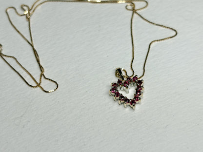 Ruby Heart Pendant Reversible with Diamond Solid 10k Gold with 9k Box Chain 18" - NewLifeJewelryVault