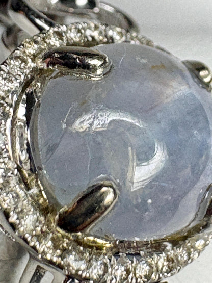 White Star Sapphire and Diamond Halo Ring Solid 14k White Gold size 9.25 - NewLifeJewelryVault