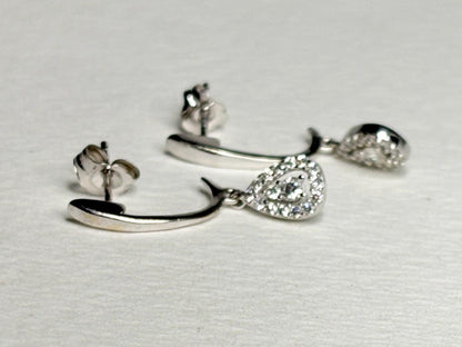 Tear Drop Dangle Drop Natural Diamond Earrings in 14k White Gold .25ctw - NewLifeJewelryVault