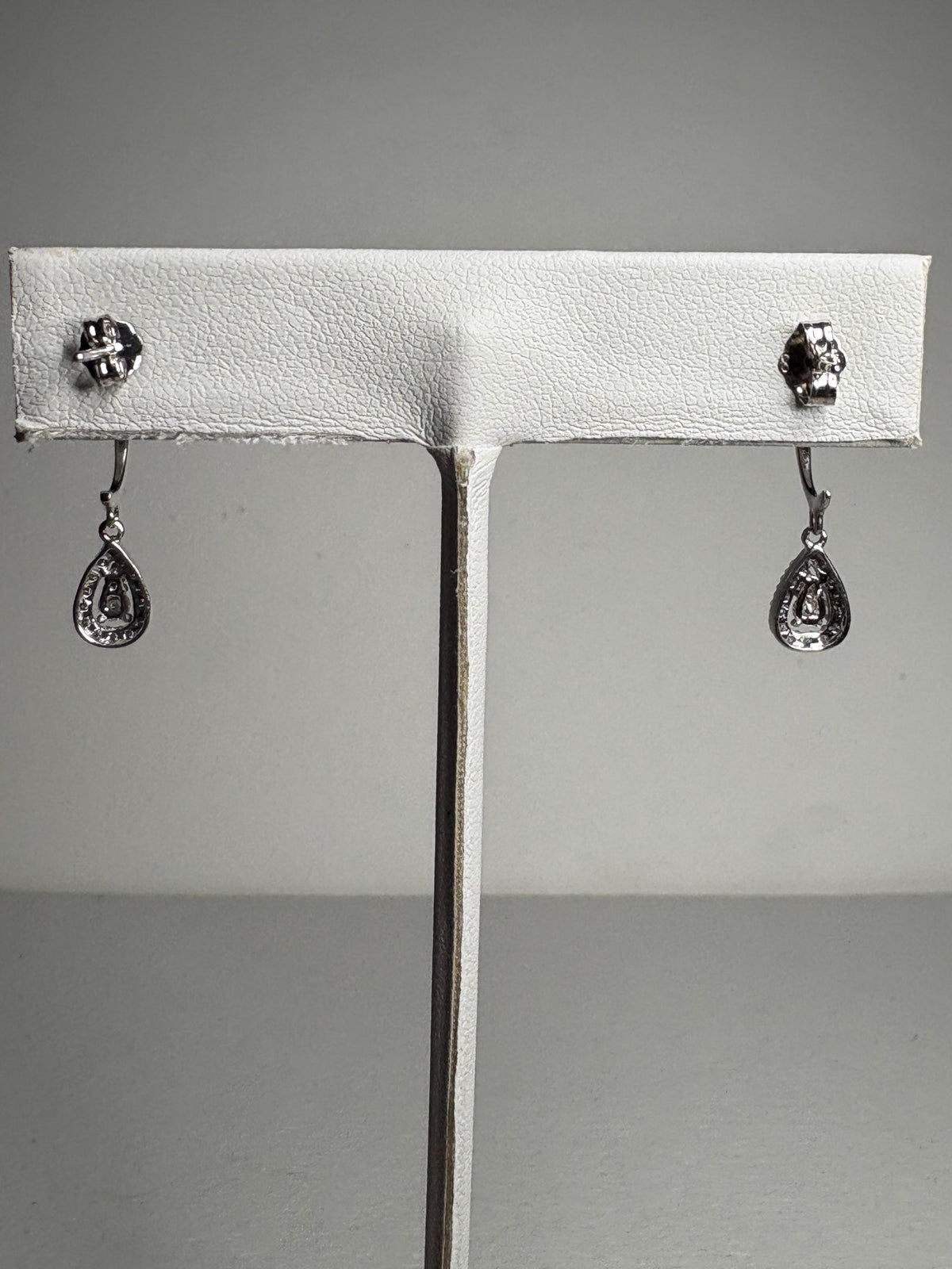 Tear Drop Dangle Drop Natural Diamond Earrings in 14k White Gold .25ctw - NewLifeJewelryVault