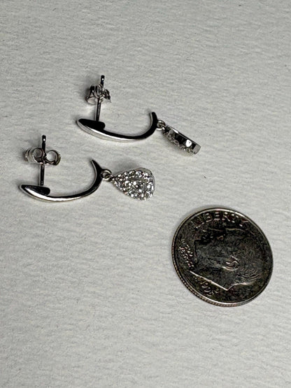Tear Drop Dangle Drop Natural Diamond Earrings in 14k White Gold .25ctw - NewLifeJewelryVault