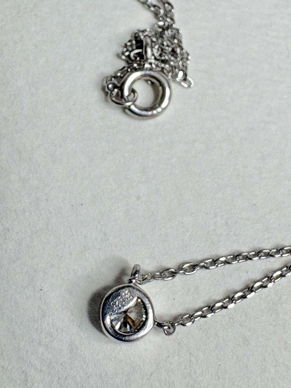 Bezel Set Diamond Pendant Necklace Sterling Silver .25ct 18" - NewLifeJewelryVault