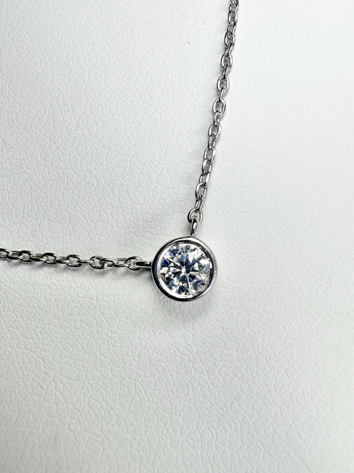 Bezel Set Diamond Pendant Necklace Sterling Silver .25ct 18" - NewLifeJewelryVault