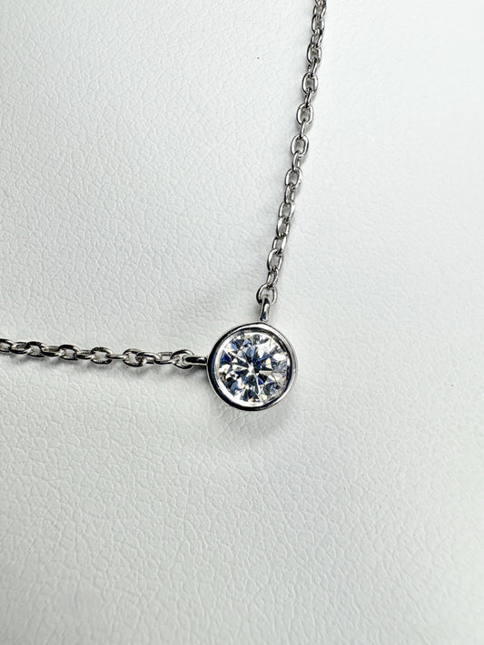 Bezel Set Diamond Pendant Necklace Sterling Silver .25ct 18" - NewLifeJewelryVault