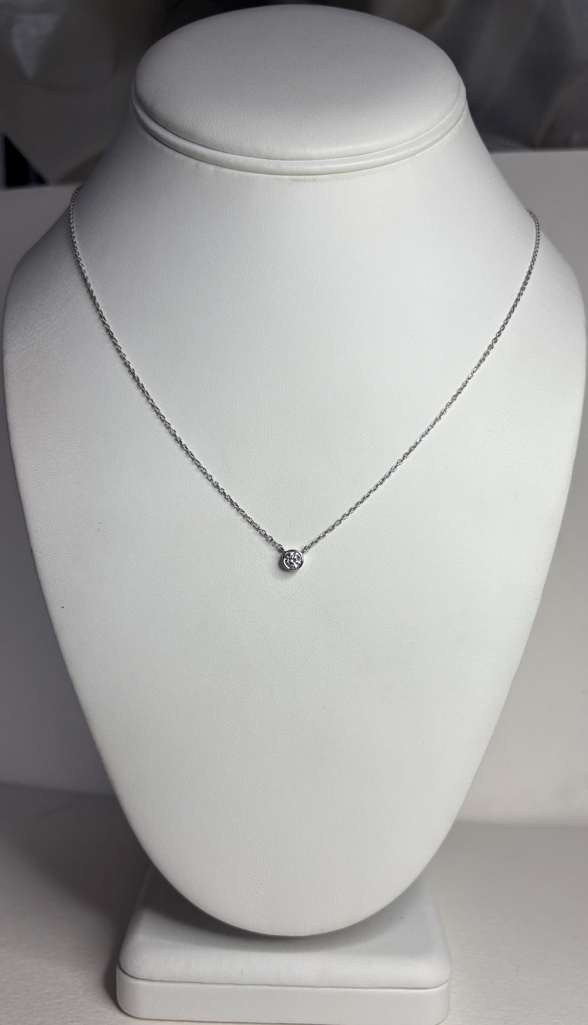 Bezel Set Diamond Pendant Necklace Sterling Silver .25ct 18" - NewLifeJewelryVault