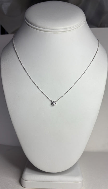 Bezel Set Diamond Pendant Necklace Sterling Silver .25ct 18" - NewLifeJewelryVault