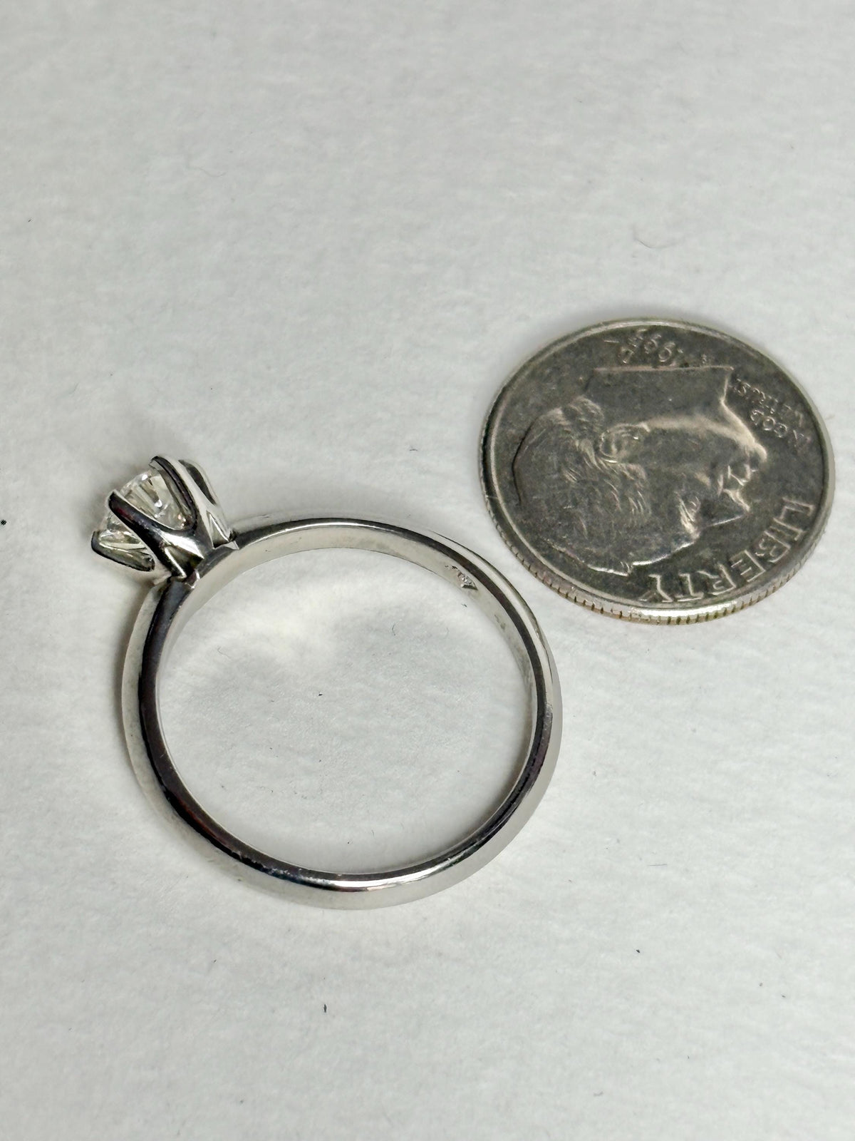 Natural Diamond Solitaire 6mm in 6 Prong Knife Edge Solid 950 Platinum band Ring size 7.25 - NewLifeJewelryVault