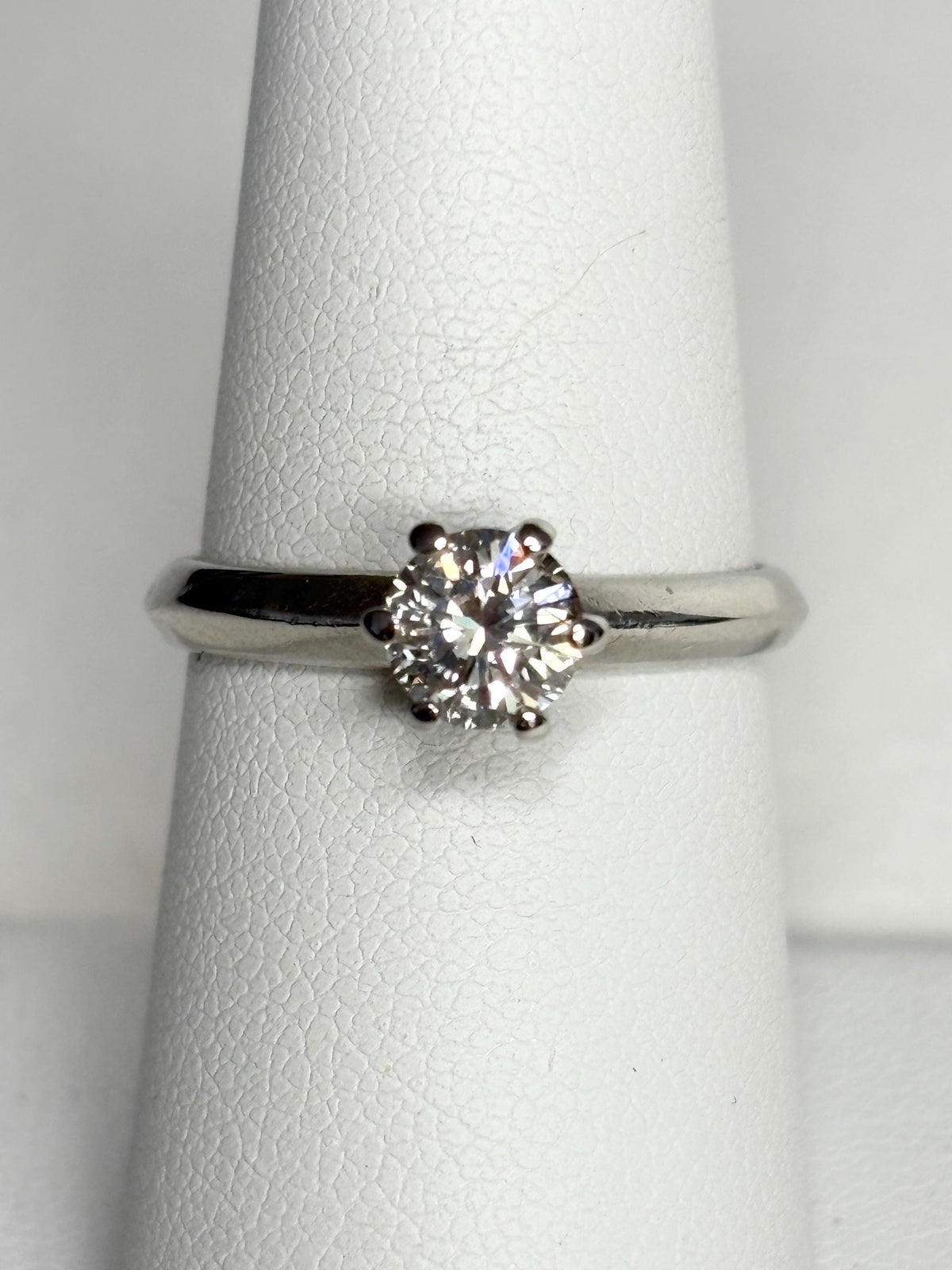 Natural Diamond Solitaire 6mm in 6 Prong Knife Edge Solid 950 Platinum band Ring size 7.25 - NewLifeJewelryVault