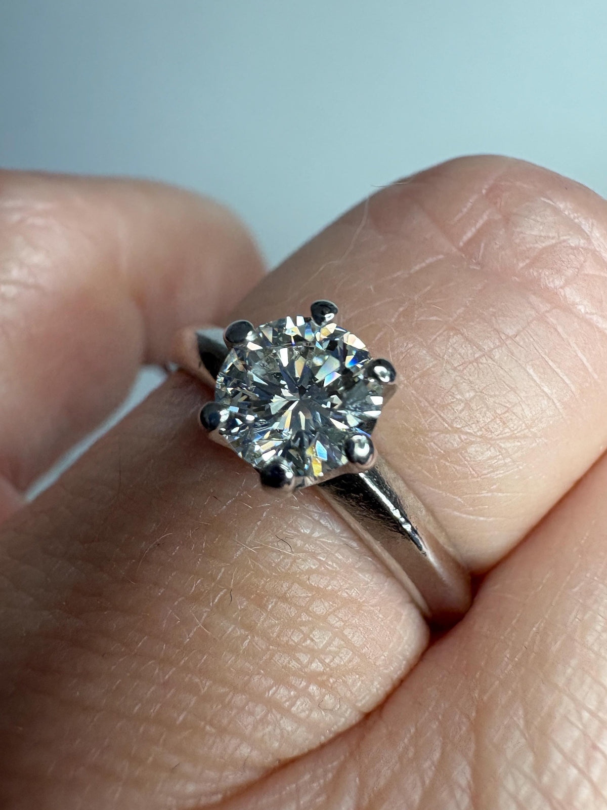 Natural Diamond Solitaire 6mm in 6 Prong Knife Edge Solid 950 Platinum band Ring size 7.25 - NewLifeJewelryVault