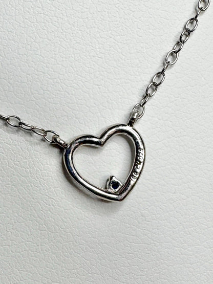 Sweet Tiny Natural Sapphire Accented Heart Necklace in Sterling Silver 18" - NewLifeJewelryVault