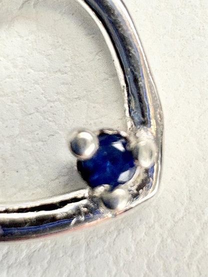 Sweet Tiny Natural Sapphire Accented Heart Necklace in Sterling Silver 18" - NewLifeJewelryVault