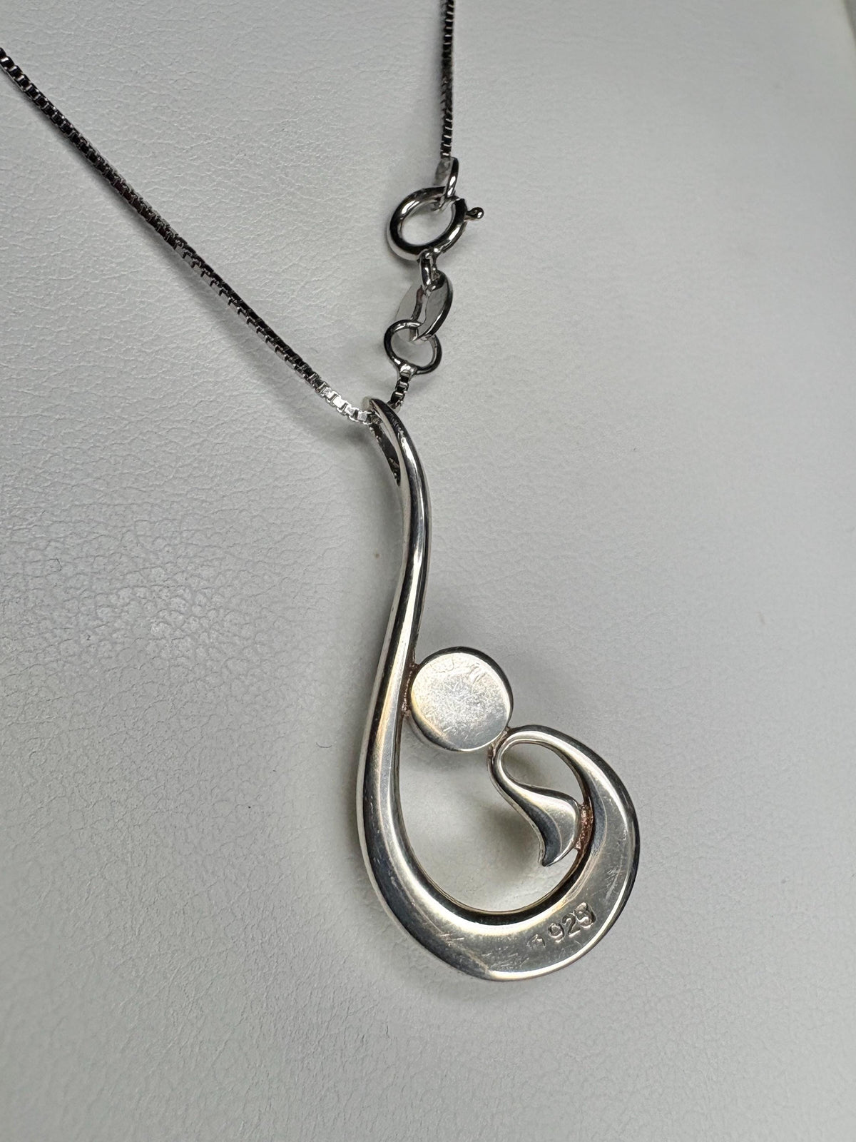 Fish Hook Free Form Style Australian Opal Triplet in Sterling Silver Pendant Necklace 18" - NewLifeJewelryVault
