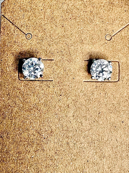 2ctw Moissanite Stud Earrings Sterling Silver 6.5mm - NewLifeJewelryVault