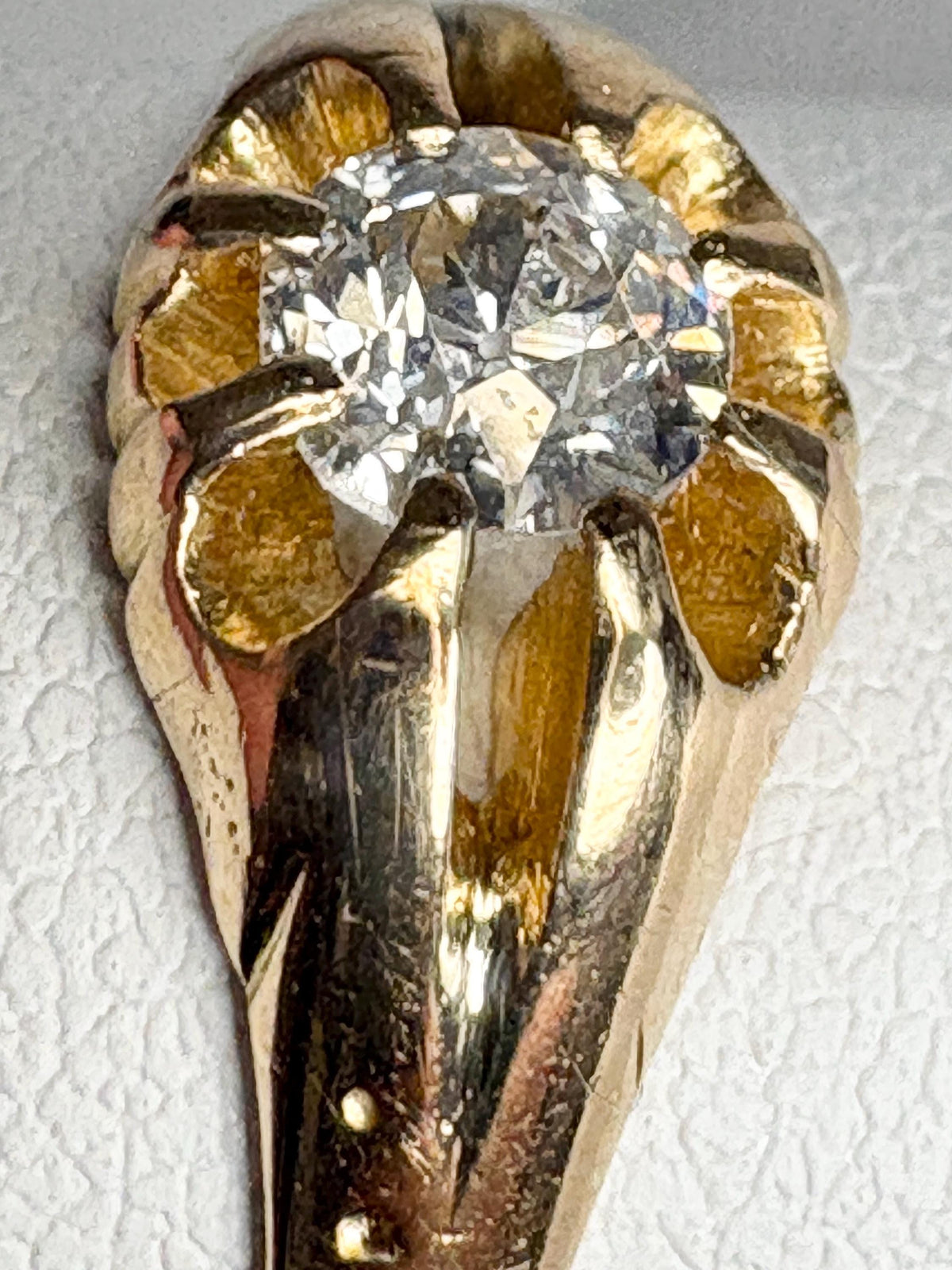 Victorian Old Mine Cut Diamond Belcher Ring Solid 18k Gold 18ct - NewLifeJewelryVault