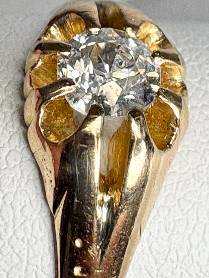 Victorian Old Mine Cut Diamond Belcher Ring Solid 18k Gold 18ct - NewLifeJewelryVault