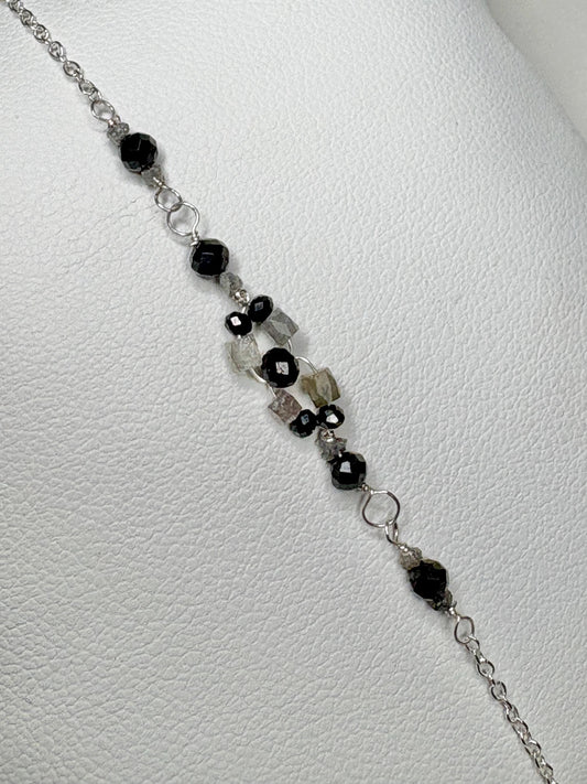 Natural Diamond Beaded Bracelet Sterling Silver Over 3ctw 8" - NewLifeJewelryVault