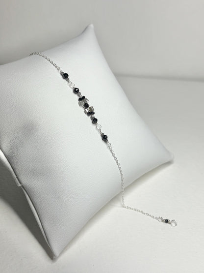 Natural Diamond Beaded Bracelet Sterling Silver Over 3ctw 8" - NewLifeJewelryVault