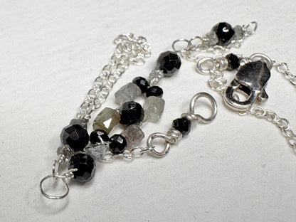 Natural Diamond Beaded Bracelet Sterling Silver Over 3ctw 8" - NewLifeJewelryVault