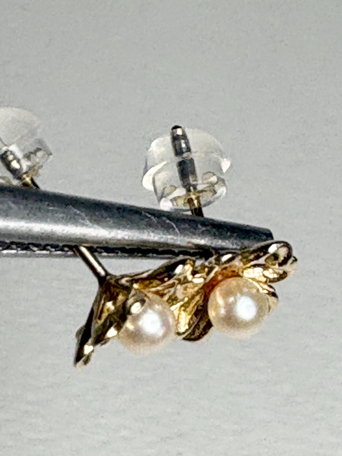 Four Leaf Clover Akoya Cultured Pearl Stud Earrings Solid 14k Gold - NewLifeJewelryVault