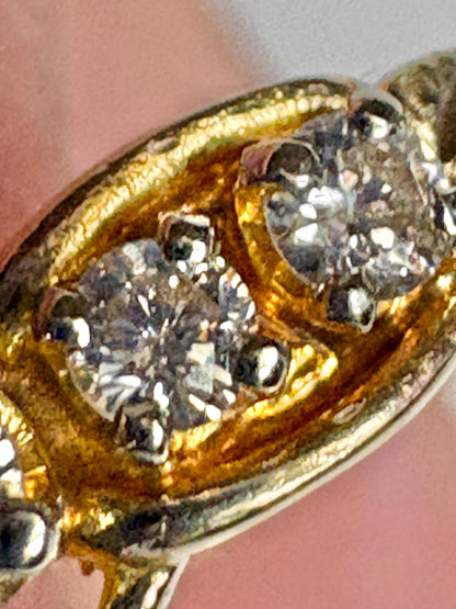 Black Hills Gold Natural 5 Diamond Ring Solid 10k Gold size 7.5 - NewLifeJewelryVault