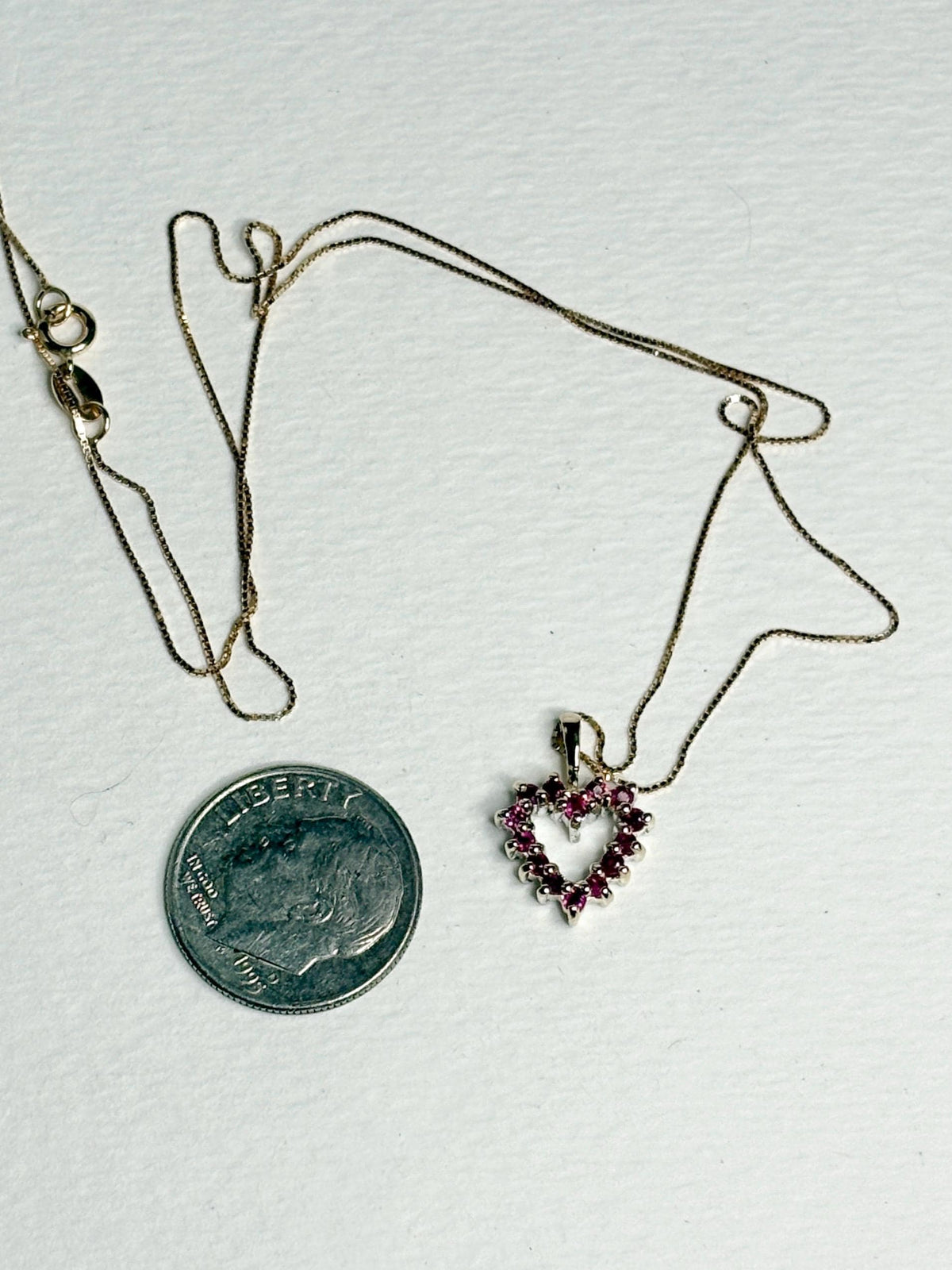 Ruby Heart Pendant Reversible with Diamond Solid 10k Gold with 9k Box Chain 18" - NewLifeJewelryVault