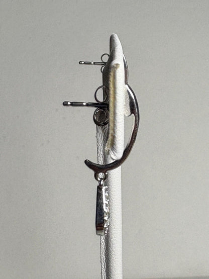 Tear Drop Dangle Drop Natural Diamond Earrings in 14k White Gold .25ctw - NewLifeJewelryVault