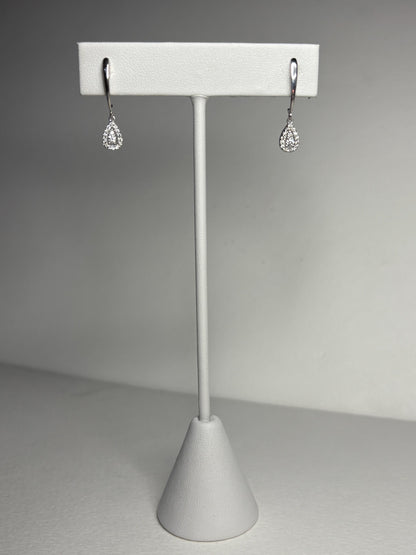 Tear Drop Dangle Drop Natural Diamond Earrings in 14k White Gold .25ctw - NewLifeJewelryVault