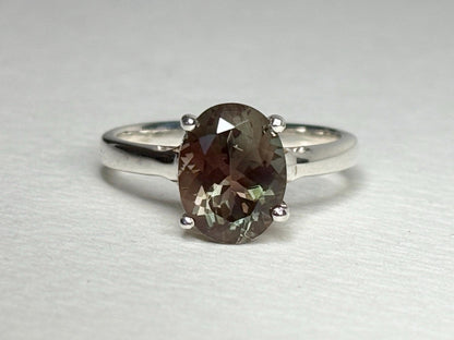 Bi-Color Oregon Sunstone Solitaire Ring in Sterling Silver size 7 - NewLifeJewelryVault
