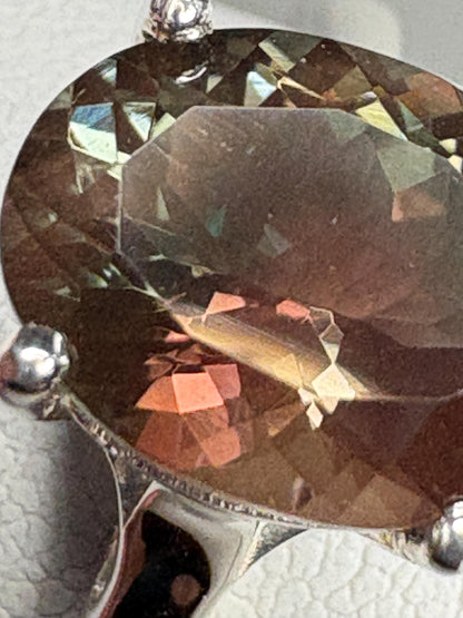 Bi-Color Oregon Sunstone Solitaire Ring in Sterling Silver size 7 - NewLifeJewelryVault