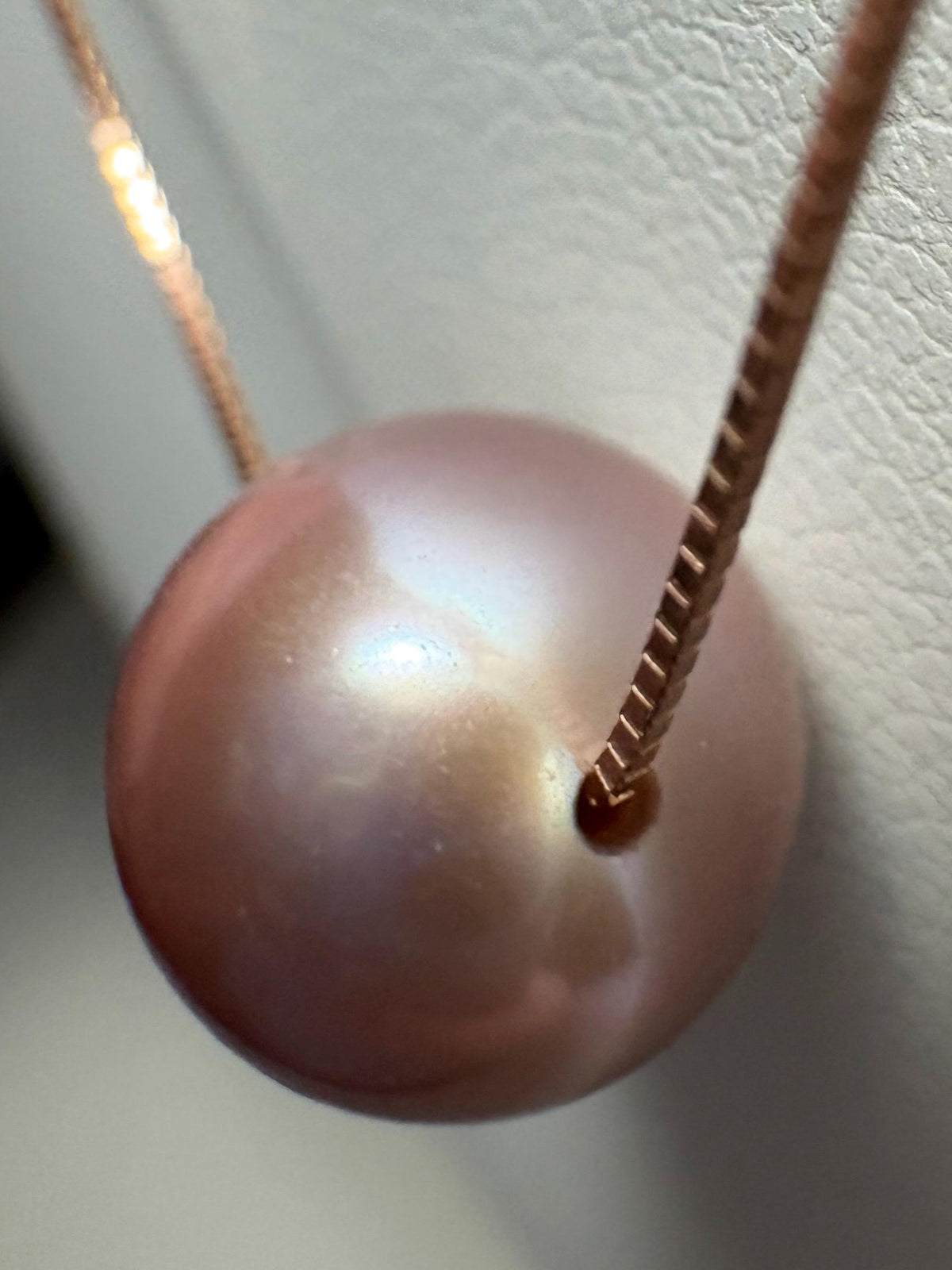 Maui Divers Natural Color Lilac Floating Cultured Pearl Necklace on 14k Rose Gold Adjustable Chain 16-19" - NewLifeJewelryVault