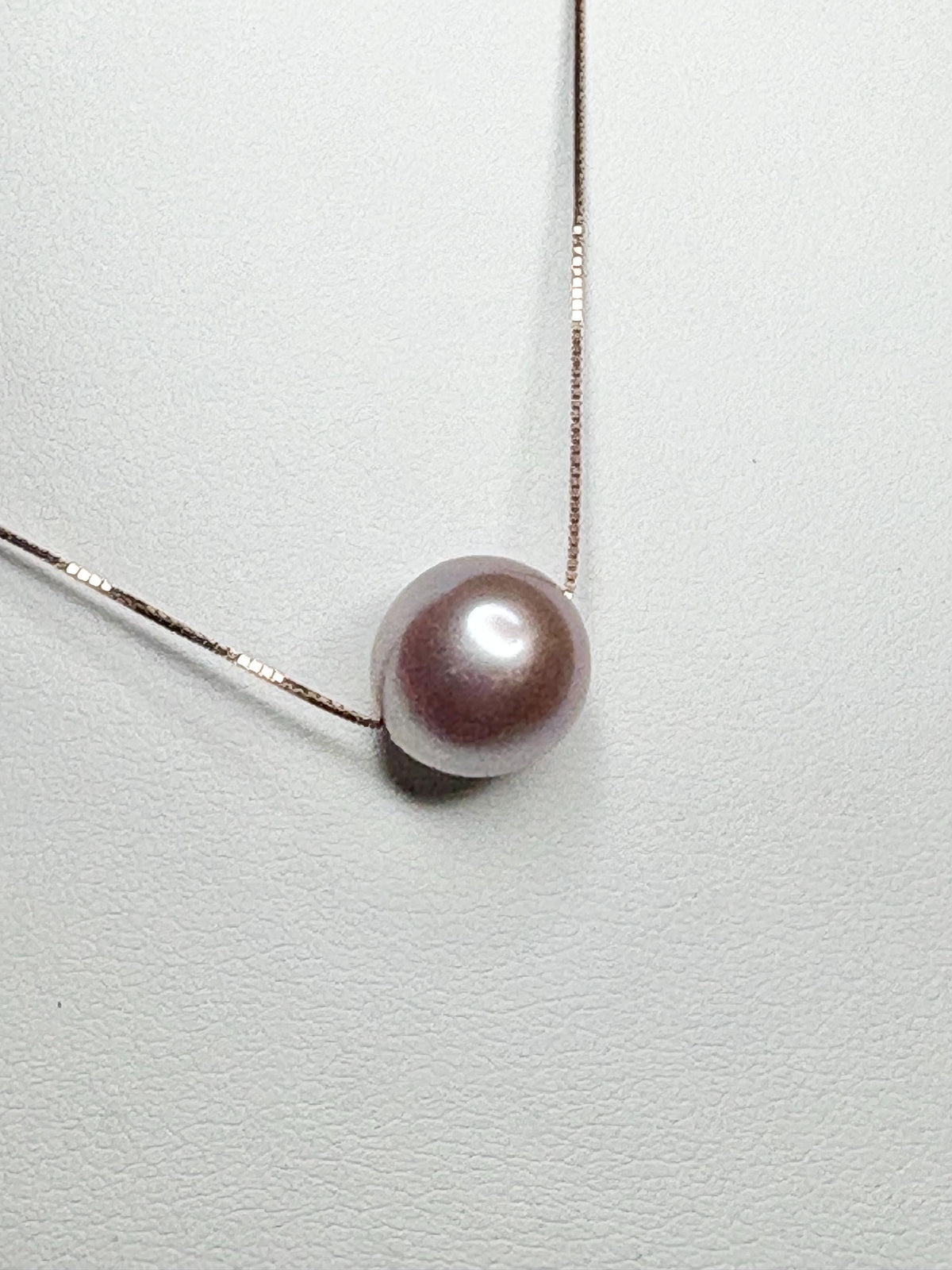 Maui Divers Natural Color Lilac Floating Cultured Pearl Necklace on 14k Rose Gold Adjustable Chain 16-19" - NewLifeJewelryVault