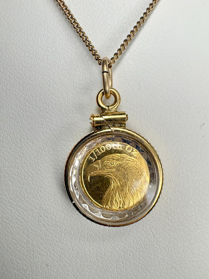 Bullion 24k .999 Coin 1/100oz Shaker Locket Pendant Necklace on Adjustable Gold Plated Sterling Silver 24-26" - NewLifeJewelryVault