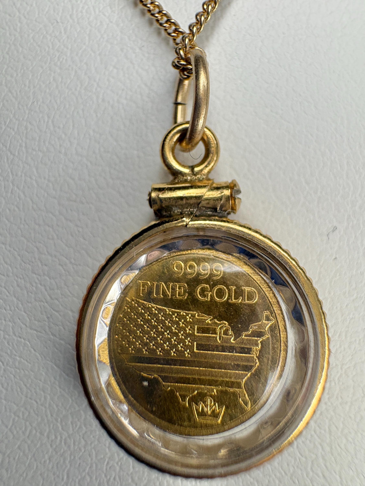 Bullion 24k .999 Coin 1/100oz Shaker Locket Pendant Necklace on Adjustable Gold Plated Sterling Silver 24-26" - NewLifeJewelryVault