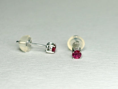 Small Ruby Stud Earrings in Solid 14k White Gold 2.89mm - NewLifeJewelryVault
