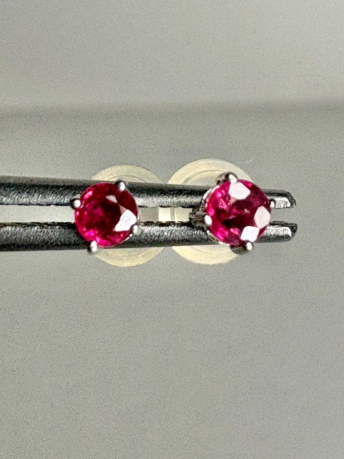 Small Ruby Stud Earrings in Solid 14k White Gold 2.89mm - NewLifeJewelryVault