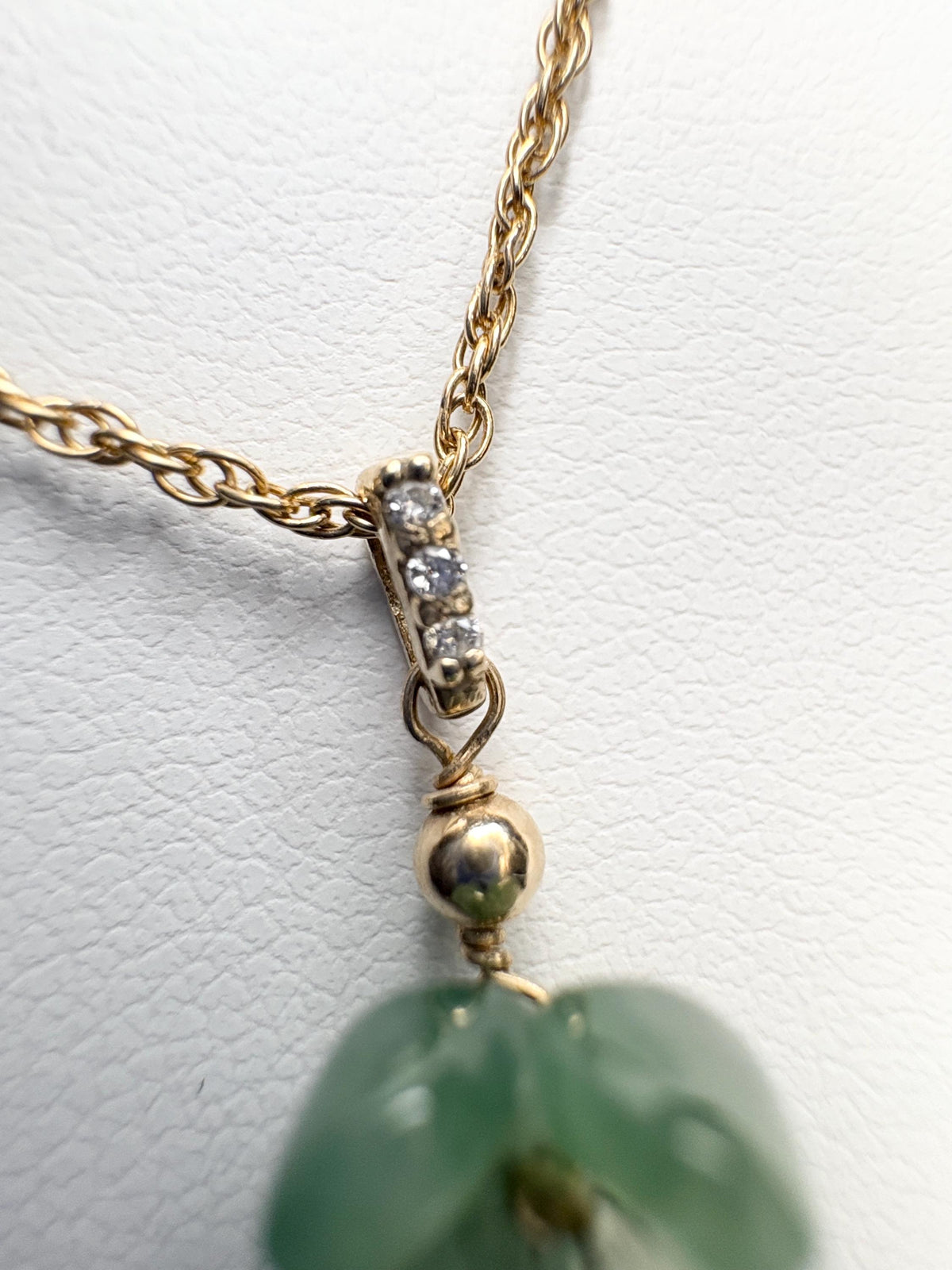 Guatemalan Type A Jadeite Jade Koi Fish and Flower Solid 14k Gold 18" - NewLifeJewelryVault