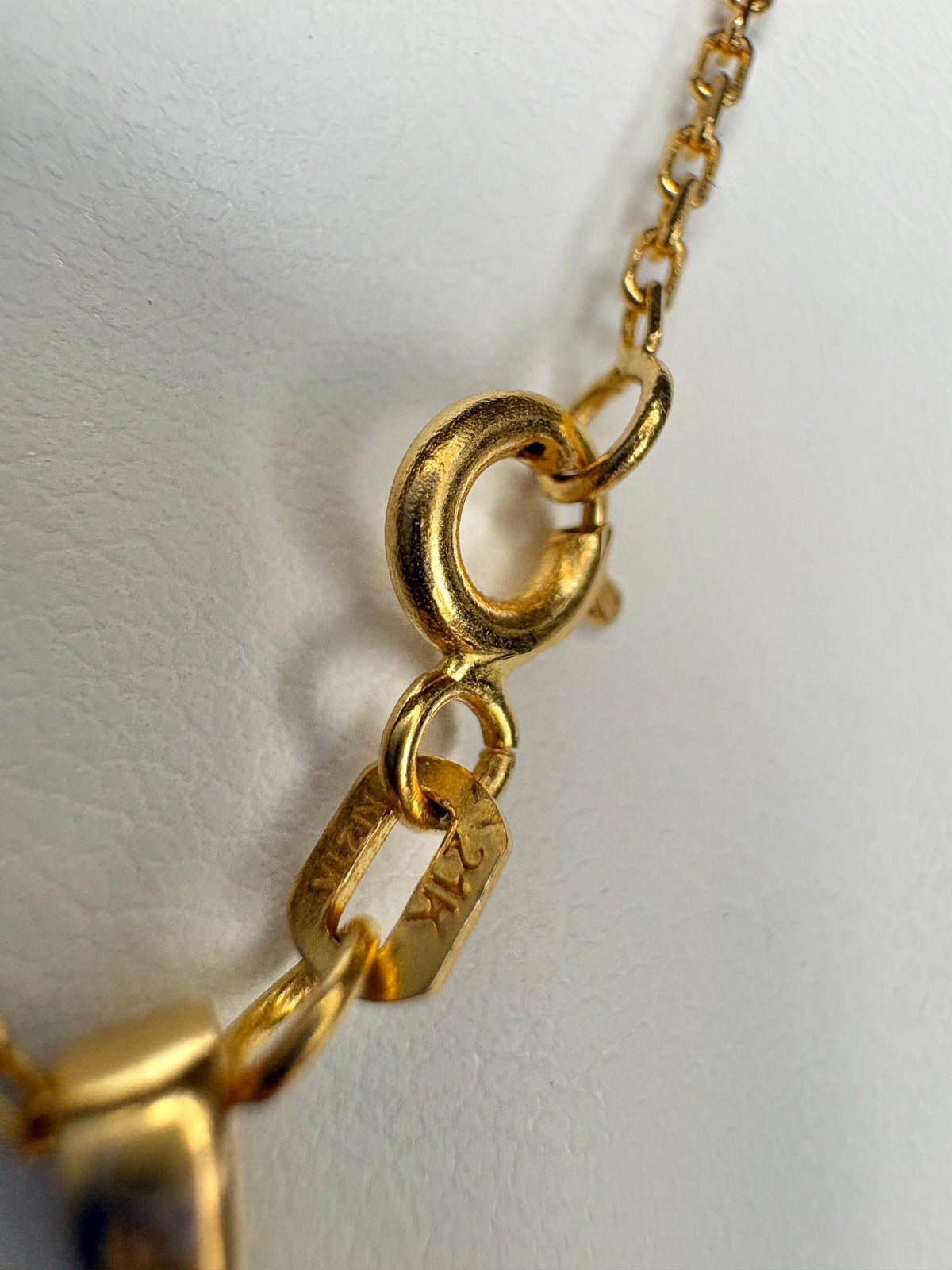 Initial "M" Pendant Necklace in Solid 21k Gold 17" - NewLifeJewelryVault