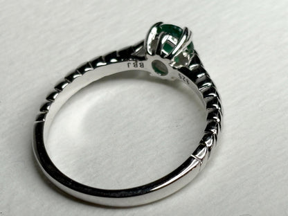 Zambian Emerald Solitaire Rope Ring Sterling Silver Size 9 - NewLifeJewelryVault