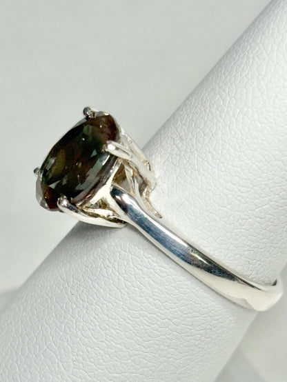 Bi-Color Oregon Sunstone Solitaire Ring in Sterling Silver size 7 - NewLifeJewelryVault