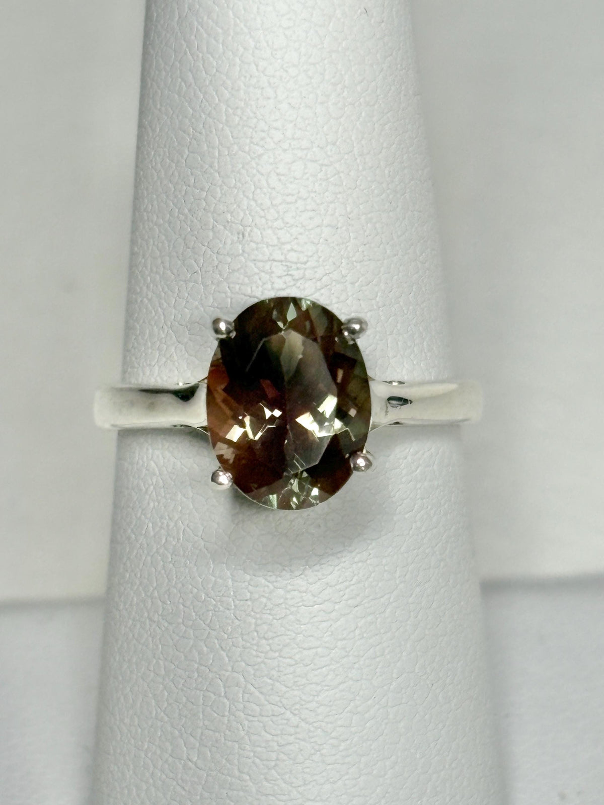 Bi-Color Oregon Sunstone Solitaire Ring in Sterling Silver size 7 - NewLifeJewelryVault