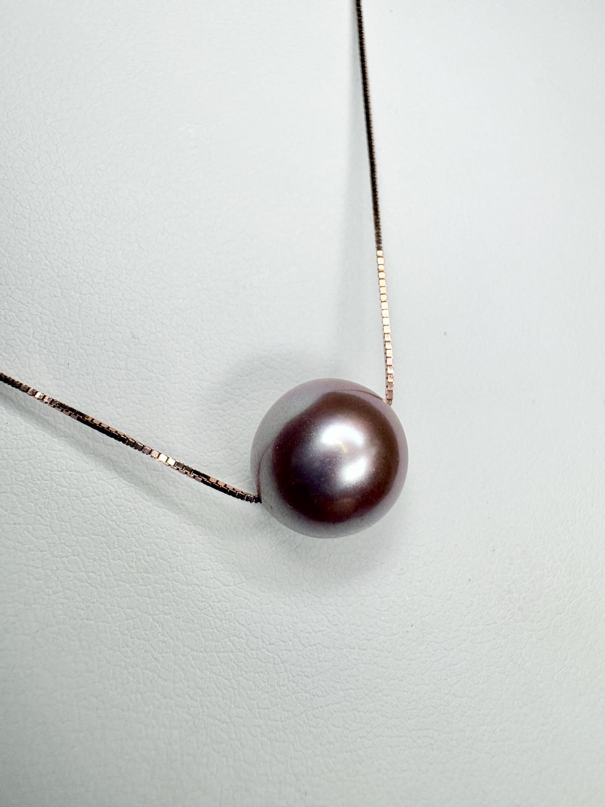 Maui Divers Natural Color Lilac Floating Cultured Pearl Necklace on 14k Rose Gold Adjustable Chain 16-19" - NewLifeJewelryVault