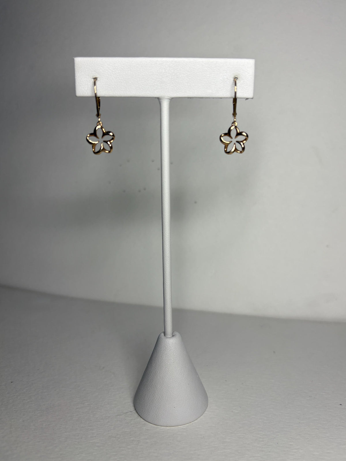 Na Hoku Floating Plumeria Leverback Dangle Drop Earrings in Solid 14k Gold - NewLifeJewelryVault