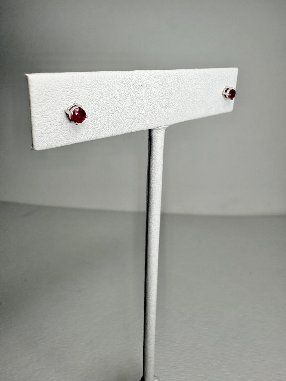 Small Ruby Stud Earrings in Solid 14k White Gold 2.89mm - NewLifeJewelryVault