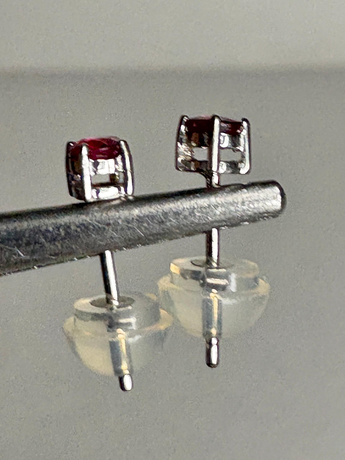 Small Ruby Stud Earrings in Solid 14k White Gold 2.89mm - NewLifeJewelryVault