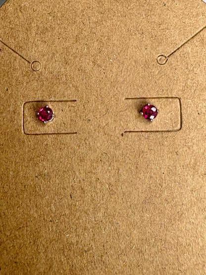 Small Ruby Stud Earrings in Solid 14k White Gold 2.89mm - NewLifeJewelryVault